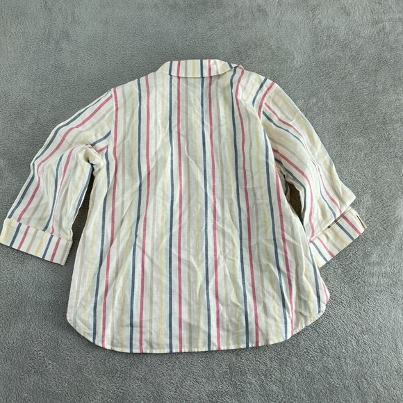 Chicos Womens Wrinkle Resistant Striped Button-Down Shirt Size 1 (M) 4579 - Picture 2 of 8